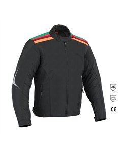 Chaqueta de invierno con protecciones negro con colores en hombro
