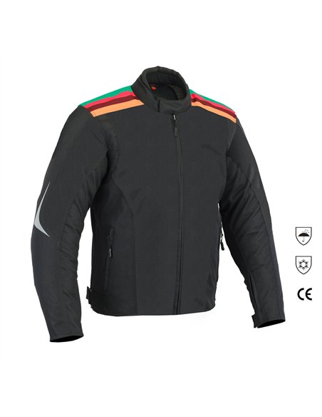Chaqueta de invierno con protecciones negro con colores en hombro Chaqueta de invierno con protecciones negro con colores en hombro